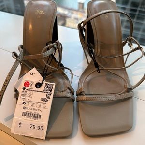 Zara Green Strappy Heels-Size 35